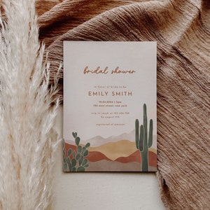 Desert Bridal Shower Invitation Template Cactus Bridal Shower Invite DIY Desert Hens Party Invitation Card | Ava