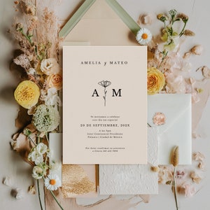Invitación de Boda en Español Digital Plantilla para Invitaciónes de Boda Spanish Wedding Invitation Minimal Nuestra Boda | June