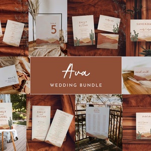 Desert Wedding Bundle Wedding Stationery Suite Template Cactus Arizona Wedding Set Printable Wedding Bundle Set // 16 pcs | Ava