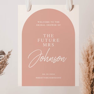 Arch Bridal Shower Welcome Sign Future Mrs Sign Blush Pink Hens Party Sign Bachelorette Welcome Sign Editable Template
