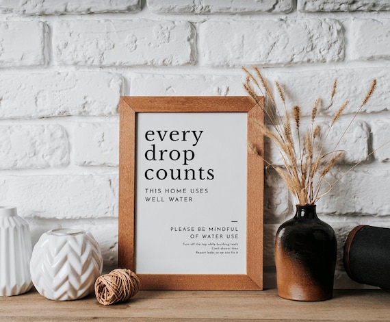 Airbnb Well Water Sign, Conserve Water Sign, Save Water Sign Vacation Rental Printable Sign, Airbnb Sign