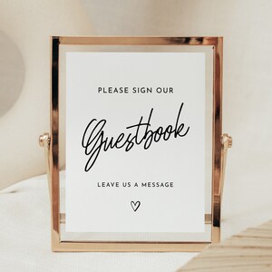Minimalist Guestbook Sign Template Download Printable Wedding Guestbook Sign Instant Download Guest Book Sign | Ellie