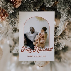 Feliz Navidad Card Template Spanish Christmas Card Template Tarjeta de Navidad en Espanol con Foto Plantilla Editable Card Template
