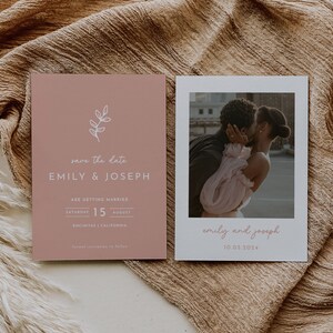Blush Pink Save The Date Template Download Minimalist Save The Date Dusty Pink // DIGITAL DOWNLOAD | Izel
