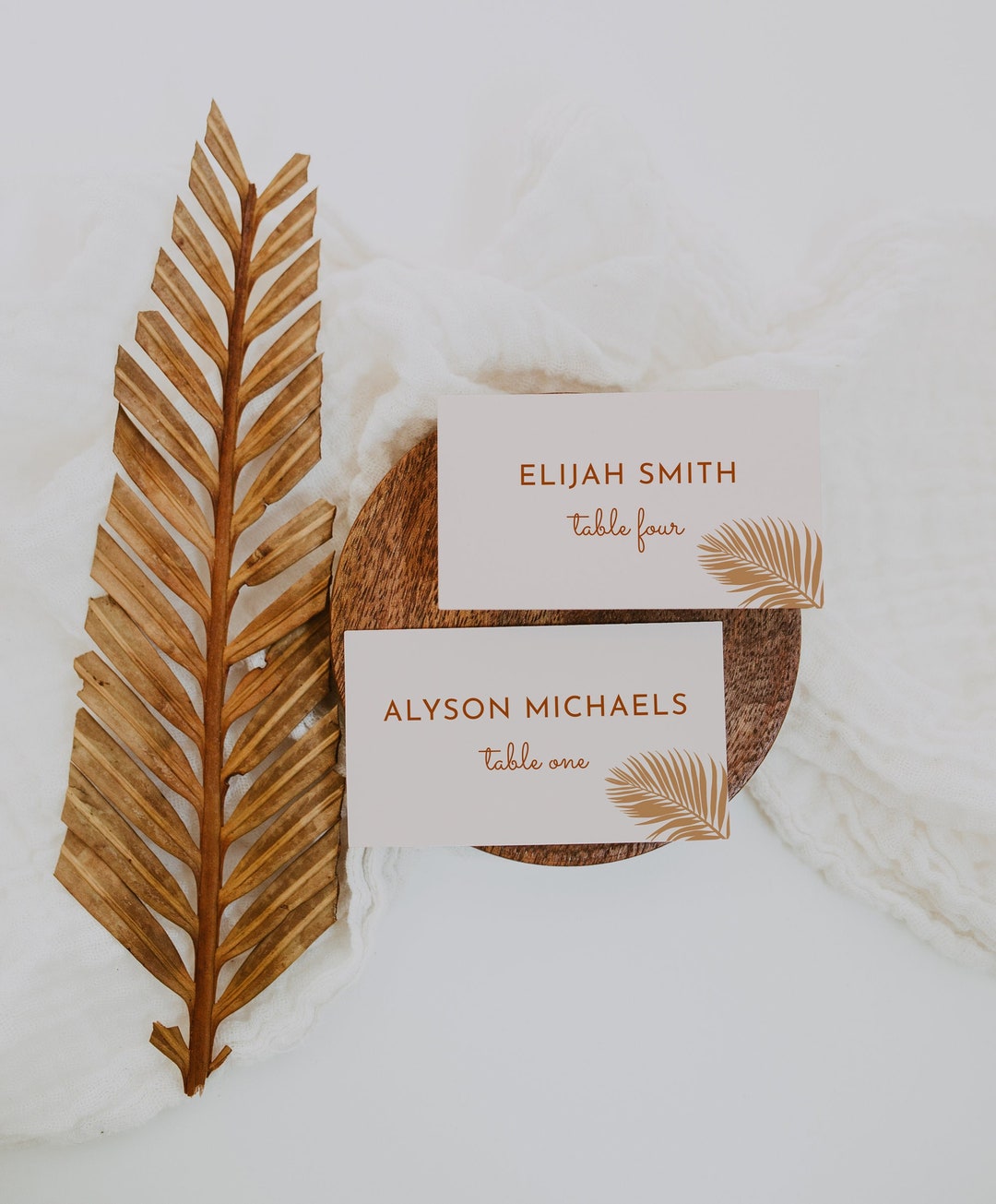 Boho Beach Wedding Place Card Template Tropical Beach Wedding Name ...