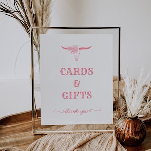 Cowgirl Baby Shower Cards and Gifts Sign Printable Pink Baby Shower Sign Gift Sign Cards + Gifts Girl | Moab