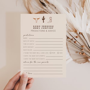 Western Baby Predictions and Advice Wild West Baby Shower Games Gender Neutral Prediction and Advice Cards Baby Prediction Cards | Cassie