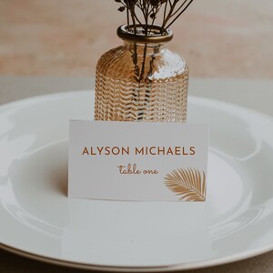 Boho Beach Wedding Place Card Template Tropical Beach Wedding Name ...