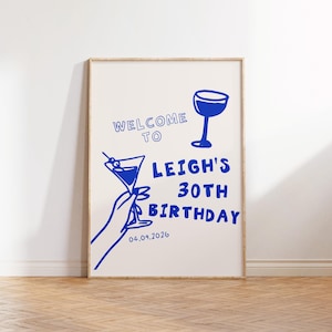Adult Birthday Party Welcome Sign, Adult Wine Birthday Dinner Sign Template, 21st 30th 40th Birthday Sign Hand Drawn | TA1
