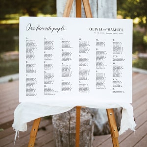 Alphabetical Seating Chart Template Download Minimalist Wedding Seating Chart Alphabetical Printable Sign | Olivia