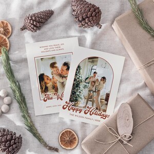 Happy Holidays Photo Holiday Card Template Printable Minimalist Christmas Card Editable Family Picture Holiday Card Instant Download