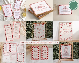Slice Slice Baby Shower Bundle, Ciao Baby Italian Baby Shower Bundle, Red Ciao Bambino Baby Shower Games Editable | SSB1