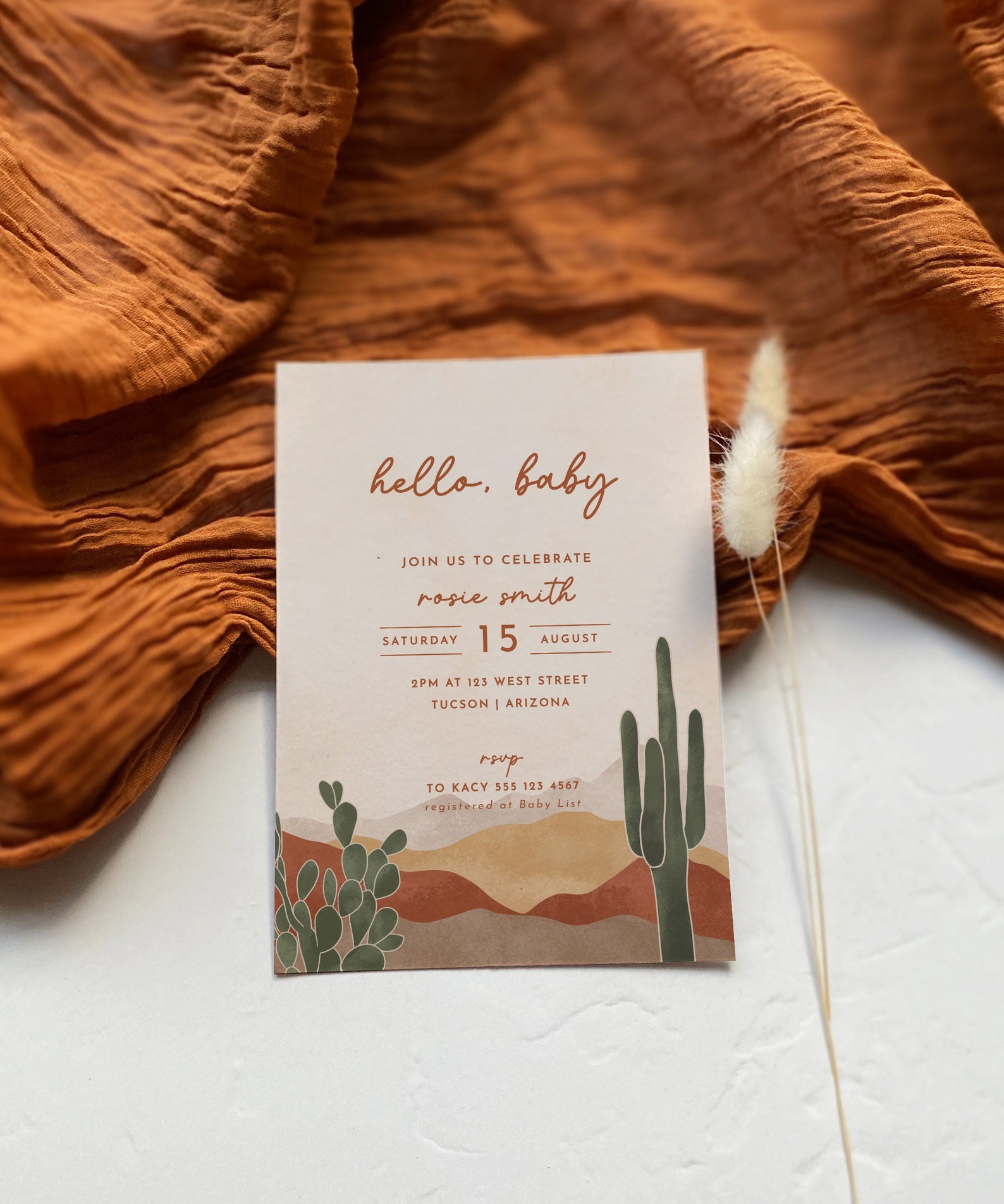 Desert Baby Shower Invitation Cactus Arizona Baby Shower Hello Etsy