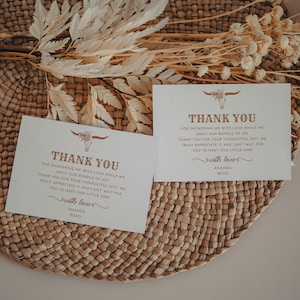 Western Baby Shower Thank You Card Template, Southwestern Cowgirl Thankyou Card | Moab
