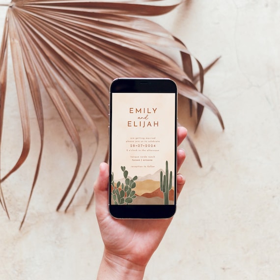 Desert Wedding Electronic Invitation Template Digital Evite Template Wedding Invitation // Evite Phone Invitation | Ava