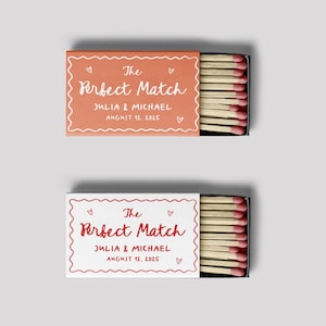 Squiggle Matchbox Label The Perfect Match Hand drawn Wedding Favor Matches Sticker Editable Template Wavy Edge  | HD1