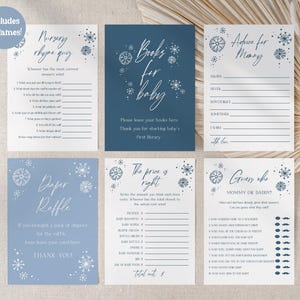 Winter Baby Shower Games Bundle, Baby It&#39;s Cold Outside Baby Shower Game Bundle, Winter Wonderland Baby Boy | Blue Winter