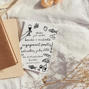 Hand Drawn Engagement Party Invitation Template, Italian Food and Wine Invite, That&#39;s Amore Whimsical Engagement Invite | HD4