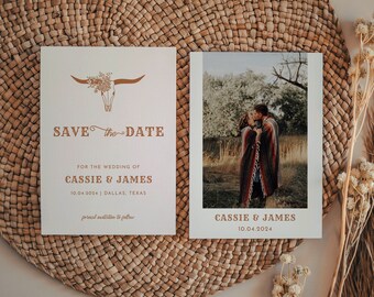 Modern Western Save The Date Template Boho Southwestern Wedding Ranch Wedding South Texas Wedding Save The Date | Moab