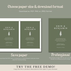 Forest Wedding Invitation Suite Template Pine Trees Wedding Invitation ...
