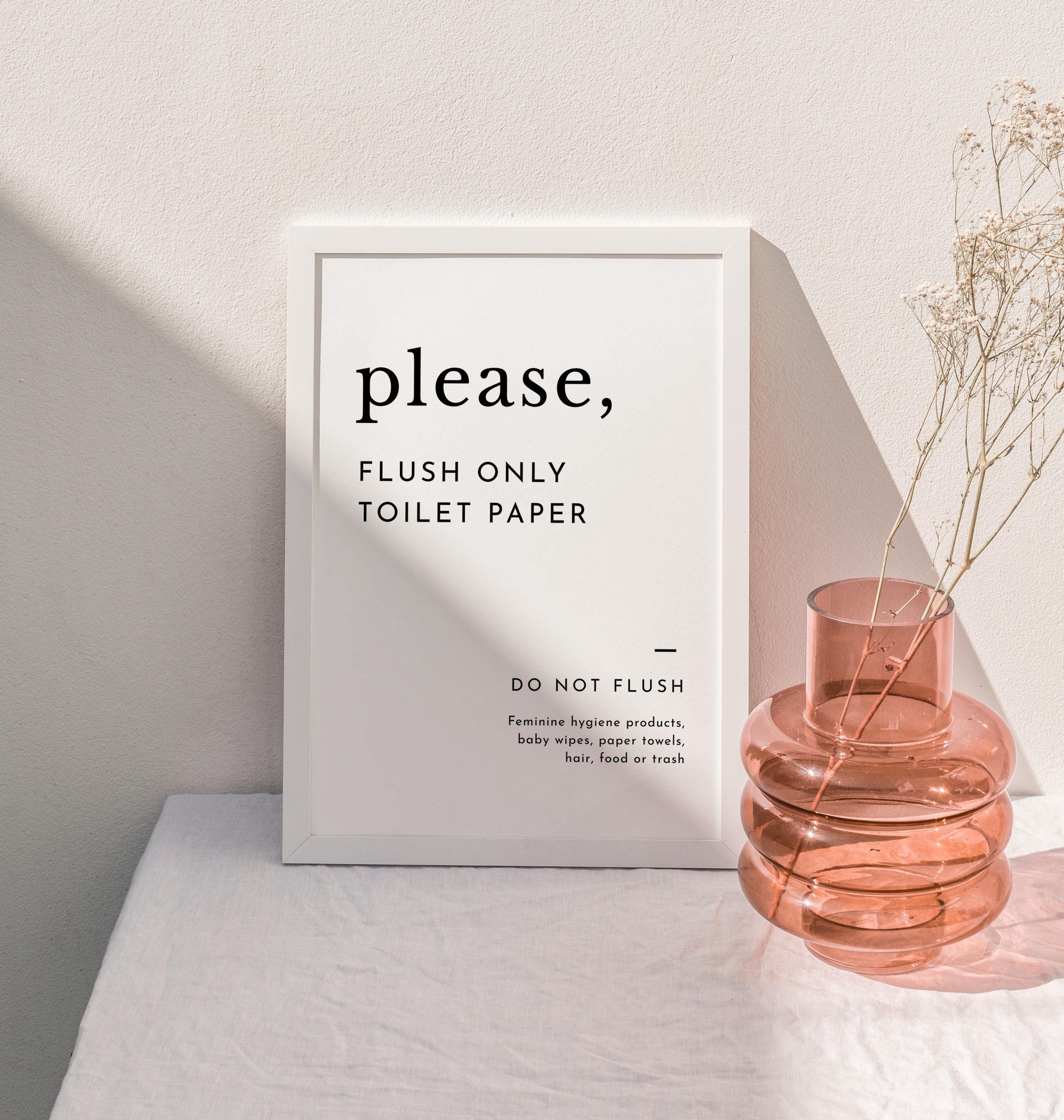 Airbnb Bathroom Sign, Flush Only Toilet Paper, Septic System, Do Not Flush Sign, Vacation Rental Printable Sign, Airbnb Toilet Sign