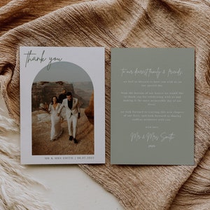 Arch Thank You Card Template, Wedding Sage Green Thank You Card Printable | Lia in Sage