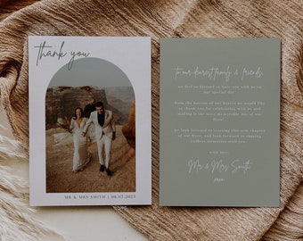 Arch Thank You Card Template Wedding Sage Green Wedding Thank You Card Printable DIY Template Thank You Card | Lia in Sage
