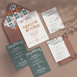 Western Wedding Invitation Suite Template, Desert Ranch Wedding Invitation Printable, Southwestern Cowboy Wedding | Dakota
