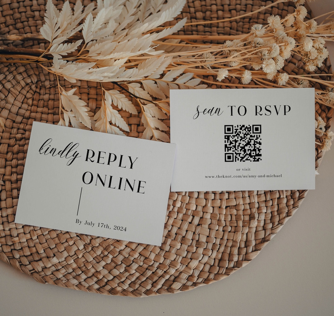 RSVP QR Code Template Wedding Website Card RSVP Card Template Online ...