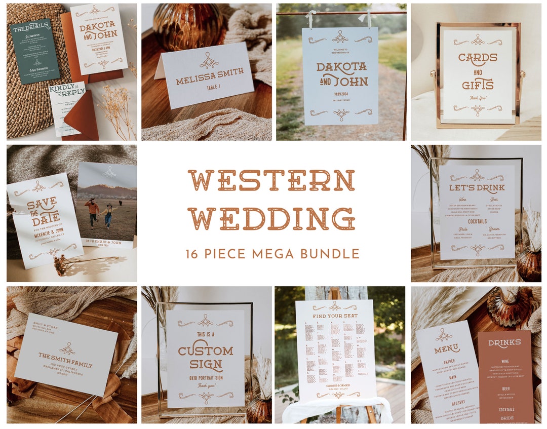 Western Wedding Template Bundle Desert Wedding Sign Templates