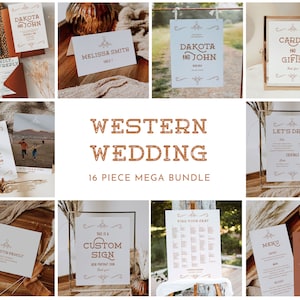 Western Wedding Template Bundle Desert Wedding Sign Templates Ranch Cowboy Wedding Southwestern Mega Bundle | Dakota