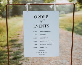 Wedding Day Timeline Sign Wedding Schedule Order Of Events Sign Template Welcome Sign Template DIY Printable Wedding Timeline | Olivia