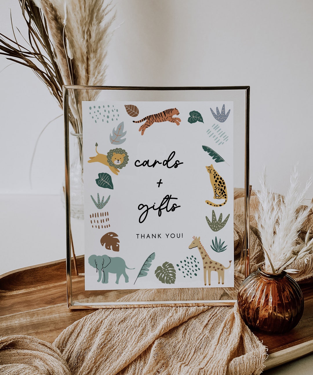 Safari Baby Shower Cards and Gifts Sign Printable Jungle Baby Shower ...