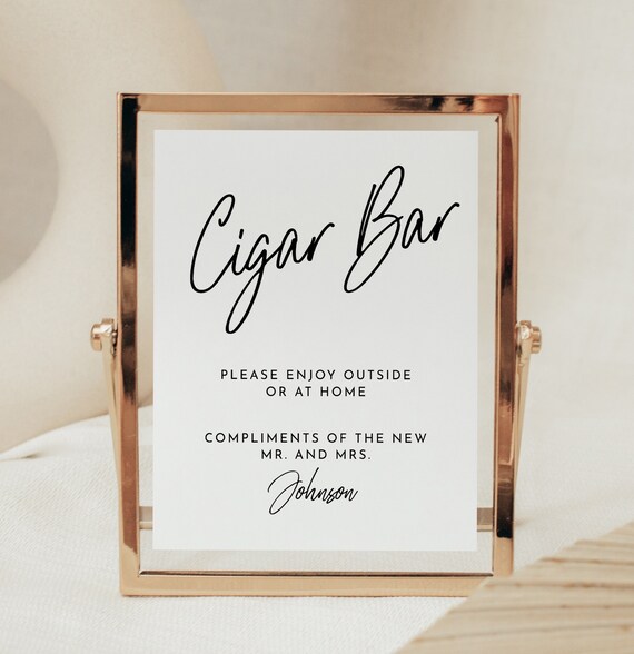 Cigar Bar Sign Template Wedding Cigar Sign Simple Wedding Sign Etsy