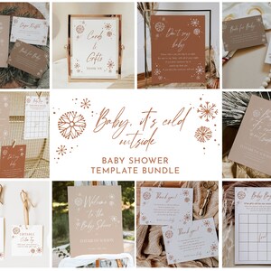 Baby It&#39;s Cold Outside Winter Baby Shower Template Bundle Invitation Template Winter Wonderland Baby Shower Invite Gender Neutral | Winter