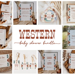 Southwest Baby Shower Template Bundle Western Baby Shower Sign Templates Cowboy Cowgirl Baby Shower Aztec | Dallas