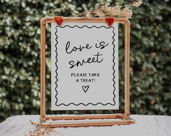 Love is Sweet Take a Treat Sign, Dessert Table Sign, Bridal Shower Signs, Wedding Dessert Table Sign | HD1