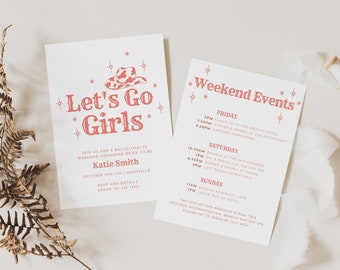 Let's Go Girls Bachelorette Invitation Template Last Rodeo Bachelorette Invitation Rodeo Bachelorette Invite Cowgirl Bachelorette Nashville