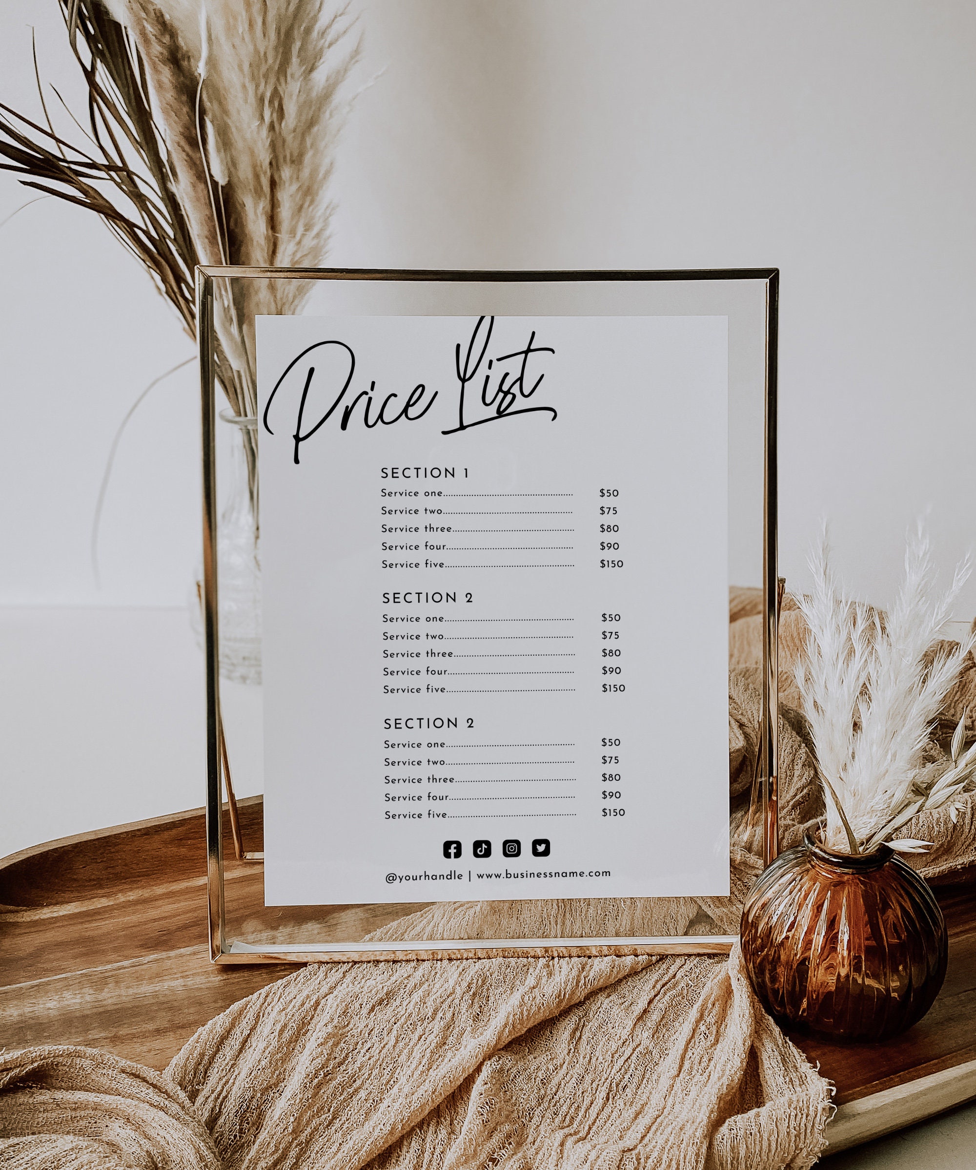 Price Sheet Template Printable Price List Sign Pricing List picture