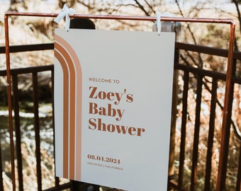 Groovy Baby Shower Welcome Sign Boho Retro Baby Shower Sign Gender Neutral 60s 70s Baby Shower | Zoey