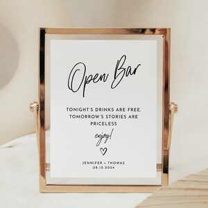Wedding Drink Sign Open Bar Printable Sign Open Bar Sign Drinks Sign Wedding Open Bar Sign Instant Download  | Ellie