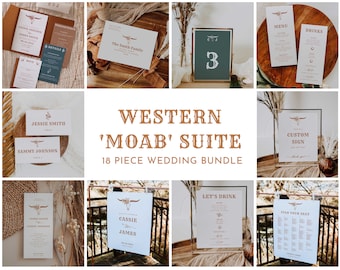 Western Wedding Template Bundle Desert Wedding Sign Templates Ranch Cowboy Wedding Southwestern Mega Bundle | Moab