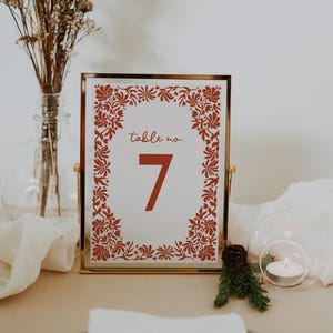 Modern Mexican Wedding Table Numbers, Whimsical Talavera Wedding Table Sign | BT1