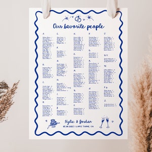 Whimsical Wedding Seating Chart Template Scribble Hand Drawn Seating Chart Templates Wedding Hand Written Sign Wavy Scallop Edge Sign | HD1