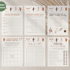Wild West Baby Shower Games Bundle Cowboy Baby Shower Game Bundle Western Baby Shower Editable | Cassie 14 games