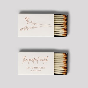 Minimalist Matchbox Label The Perfect Match Customized Wedding Favor Matches Sticker Editable Template | Lia