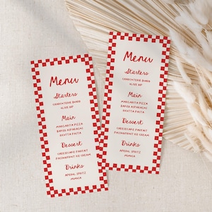 Ciao Bambino Italian Baby Shower Menu, Ciao Bambina Red Italy Baby Shower Menu Card Template | SSB1