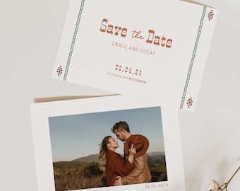 Western Save The Date Template with Photo, Rodeo Ranch Wedding | Dallas