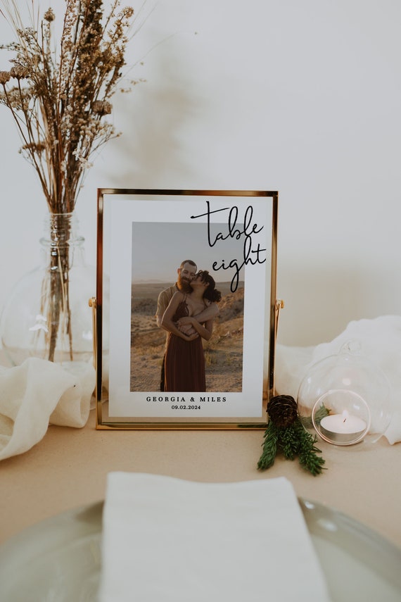 Photo Table Numbers Template Wedding Modern Table Number Cards Etsy