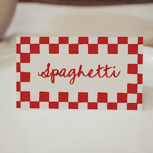 Italian Pizza Party Place Card Template, Italy Theme Baby Shower Food Name Card | SSB1